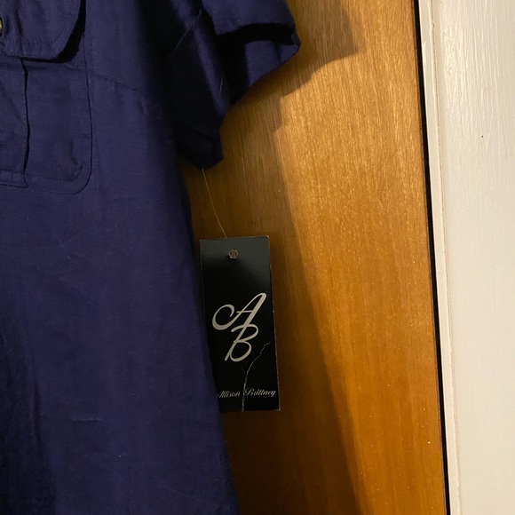 NWT Allison Brittney navy midi shirt dress - Picture 5 of 7